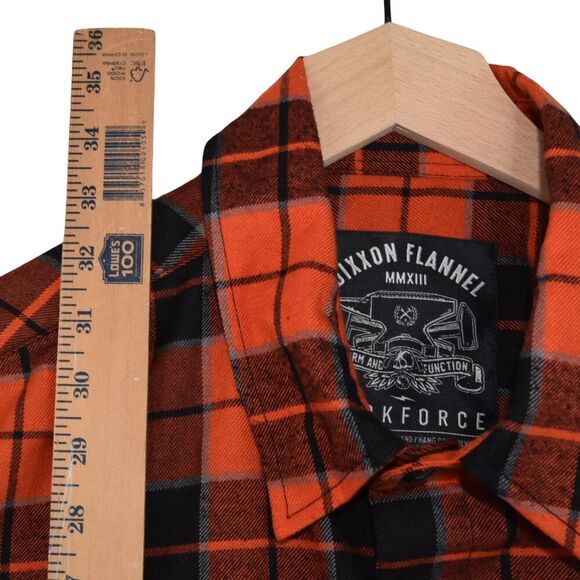 Dixxon WorkForce Flannel XL Orange Black Plaid Parts Unlimited Patch Huntsville - Picture 6 of 7